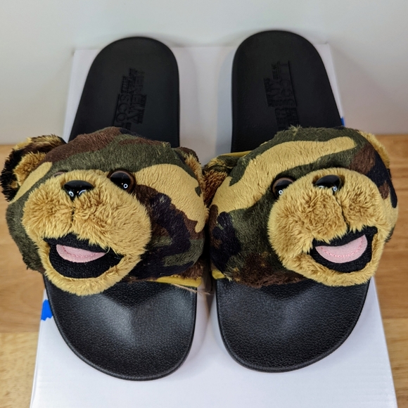 NWB adidas Jeremy Scott Adilette Teddy Camo Black Slides/Sandals - Picture 5 of 9